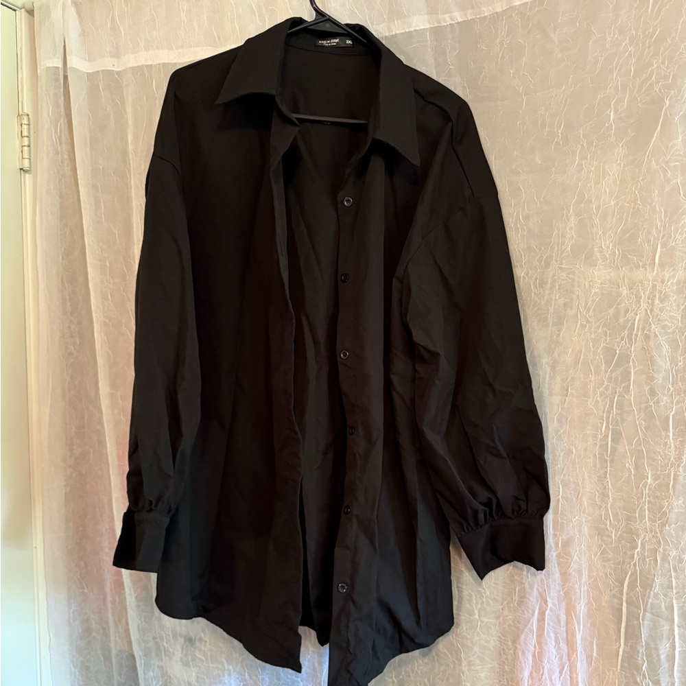 SHEIN Black Button Down Shirt